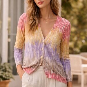 Lafayette 148 New York Colorful Knit Cardigan